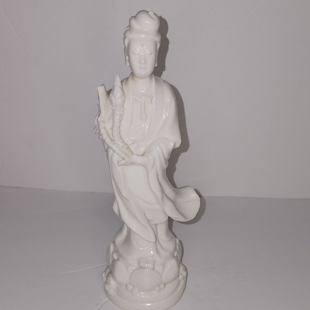 Porcelain Kuan Yin Figurine holding flowers